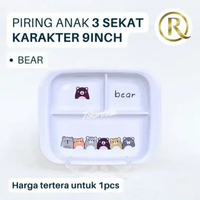 Piring Makan Anak Karakter 3 Sekat 9inch Melamin Toptree BEAR