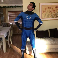 Adults Kids Fantastic Four Cosplay Costume Boys Men Zentai Catsuits Anime Mr. Fantastic Superhero Halloween Bodysuit