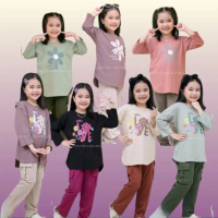 SET ZIELA SETELAN ANAK WANITA CELANA CARGO KOMBINASI KEKINIAN KUWALITAS STORE