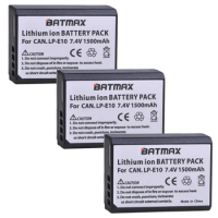 Batmax 3Pc LP-E10 LP E10 LPE10 Rechargeable Battery for Canon EOS Rebel T3 T5 T6 Kiss X50 Kiss X70 EOS 1100D EOS 1200D EOS 1300D
