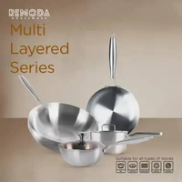 Remoda Milk Pot Frypan & Wok Pan Stainless Steel Tebal Multi Layered Series Wok Pan Full SS 30cm