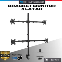 Bracket Monitor Jepit Meja 4 layar 13 - 27 Inch Desk Stand Mount  Best Produk Black