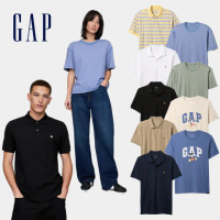 【GAP】男女裝 Logo純棉小熊印花刺繡圓領短袖T恤POLO衫-多款任選(607465&715775&708395&586306)