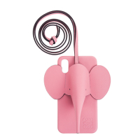 LOEWE 新款可愛大象牛皮吊掛背帶 iPhone X/Xs手機殼 (糖果粉)