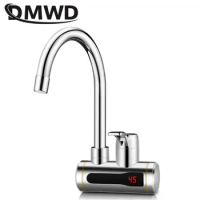 DMWD Instant Tankless Electric Hot Water Heater Faucet Kitchen Instant Heating Tap Water Heater with LED Temperature Display EU