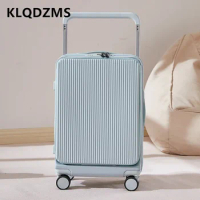 KLQDZMS 20"22"24"26Inch High Quality Luggage Front Opening Laptop Boarding Case Multifunctional Trolley Case Cabin Suitcase
