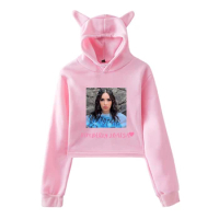 Kimberly Loaiza Pullover Cat Ears Hoodie Long Sleeve Sweatshirts Female Crop Top 2023 Casual Style Women's Clothes