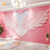 網紅拍照背景墻壁紙3d粉色翅膀舞蹈教室奶茶店美甲工作室簡約墻紙