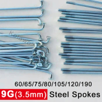 9G Bike Spokes For Electric Bike Motorcycle Silver Steel 3.5mm Diameter 60/65/75/80/105/120/190mm Tricycle Spokes Wheel Parts