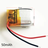 3.7V 50mAh Lipo Lithium Polymer Rechargeable Battery 501015 for MP3 GPS bluetooth headset Headphone video pen smart watch