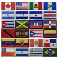 America Canada Mexico Brazil Chile Peru Dominica Venezuela Ecuador Panama Colombia Mexico Cuba Embroidered Patches National Flag
