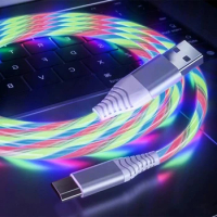 Glowing Cable Mobile Phone Charging Cables LED light Micro USB Type C Charger For Samsung Galaxy S11 S10 A50 Charge Wire Cord