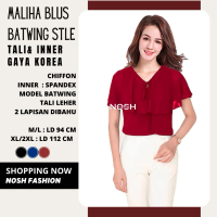 Blus Oversize Korea Style Sifon lengan pendek double layer variasi tali Maliha / Blus Wanita Jumbo N