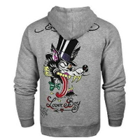 美國百分百【全新真品】Ed Hardy 專櫃 潮牌 男 連帽 外套 夾克 灰色 刺青 大野狼 特色 M號 E412