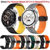 22mm Silicone Strap For Huawei Watch GT 4 2 3 46mm/GT2 Pro/GT4/GT3 Pro/Honor Magic2 46mm Magnetic Buckle Band Huawei Watch 4 Pro