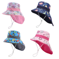 New Spring Summer Baby Bucket Hat for Boys Girls Cartoon Children's Beach Shawl Hat Kids Wide Brim UV Protection Hat