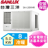 【SANLUX 台灣三洋】8坪R32變頻冷暖左吹窗型冷氣(SA-L50VHR)