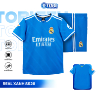 SET ĐỒ CLB REAL MADRID XANH SS26 - VẢI MÈ CAO CẤP, LOGO THÊU