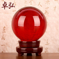 卓弘 鴻運當頭水晶球人造紅色玻璃球客廳辦公室工藝品裝飾擺件