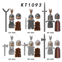 Koruit Ancient War Han Dynasty Empire Soldiers Figure Accessories Helmet Armor Building Blocks Toys For Children Gift KT1093