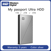 Western Digital 4TB 2TB 1TB External Hard Drive HDD 2.5" Hard Disk Type-C My Passport Ultra Encryption HDD Compatible with Mac