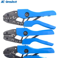 Ratchet crimping pliers for crimping insulated terminals, tubular terminals, crimping hand tools