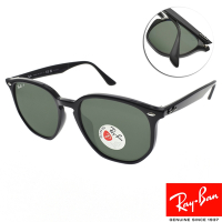 RayBan雷朋 六角形膠框 太陽眼鏡/黑 綠鏡片#RB4306F 6019A-54mm