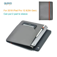 can put 2 pad sleeve pouch cover,microfiber leather tablet sleeve case for 2018 iPad Pro 12.9" (3rd Gen)