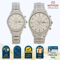 Mirage Jam Tangan Pria Analog 8787 M Silver Original Stainless Couple Plat Putih
