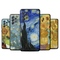 Phone Case for Samsung Galaxy A13 A22 A54 A34 A12 A72 A21s A52 A53 A32 A24 A50 Soft Black Funda Cover Van Gogh Sunflowers
