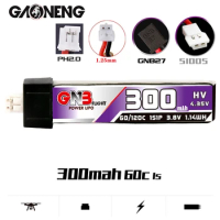 GAONENG GNB 1S 300mAh 3.8V 60C HV Lipo Battery PH2.0/1.25/GNB27/51005 Plug for US65 UK65 Inductrix Beta65S Tiny Whoop Drone