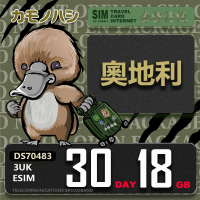 【鴨嘴獸Platypi.IF】3UK eSIM 歐洲 奧地利 30天18GB(eSIM 免插卡上網卡 旅遊卡)