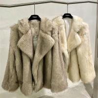 Winter Thickened Faux Fur Coat For Women Faux Fox Fur Mid-length Coat New Eco-friendly Fur Luxury Thermal Coat