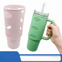 บูตป้องกันซิลิโคน เข้ากันได้กับ Stanley 30oz และ 40oz Quencher Tumbler พร้อมที่จับ เคสแขนเต็มตัว