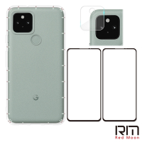 RedMoon Google Pixel 5 手機殼貼4件組 空壓殼-9H玻璃保貼2入+厚版鏡頭貼