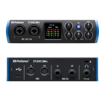 PreSonus Studio 24C USB-C™ audio interface ultra-high-def sound card With 2 mircophone preamps for home recording studios