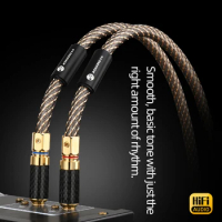 QED One Pair HiFi RCA Audio Cable OFC Mixed 99.9999% Silver 2 RCA Male to 2RCA Male Cable for Amplifier Mixer Speaker