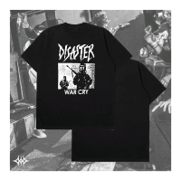 kaos disaster war cry distro mirip maternal merch band tshirt hitam putih lengan pendek cotton combe