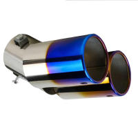 Pipa Ekor Muffler Ujung Knalpot Modif Mobil Racing Dua Lubang EX-1025 Car Mesin Tahan Karat Anti Kor