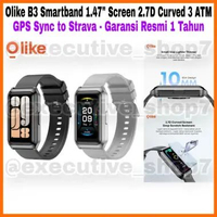 Olike B3 Smartband 1.47" Screen 2.7D Curved 3 ATM - GPS Sync to Strava - Garansi Resmi 1 Tahun Silve