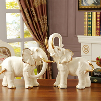招財鎮宅大象擺件一對大號歐式客廳電視柜玄關家居裝飾陶瓷工藝品