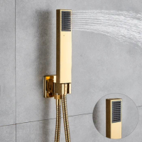 Vidric Vidric Golden Shower Faucets Set Gold Ultrathin Shower Head 6pcs Massage SPA Jets Shower 3-way Mixer Tap Bath Gold Shower