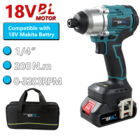 18V Brushless 200N.m 1/4" Impact Driver Kit Torque 1,770 In-lbs Of Torque,fit makita battery
