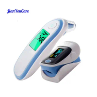 Fingertip Pulse Spo2 PR Oximeter &amp; Body Medical Ear &amp; forhead Infrared Thermometer Digital portable Family Health Care Package