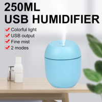 250ML USB Portable Air Humidifier Essential Oil Diffuser 2 Modes Auto Off with LED Light for Home Car Mist Maker Face Steamer