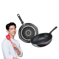 【Tefal 特福】法國製好食系列28CM不沾鍋雙鍋組(平底鍋+炒鍋)