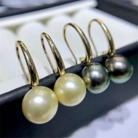 DIY Pearl Accessories G18K Gold Pearl Jade Stud Earrings Thick Pearl Earrings Fit 10-12mm Round Beads G312