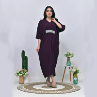 Kaftan Kaneeyaa Baju Muslim Ibu Hamil & Menyusui, Remaja Friendly Crinkle Airflow Gamis Lebaran Wani