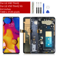 for LG V40 ThinQ v405 LCD Display Touch screen Digitizer Assembly +Frame For LG V50 5G ThinQ Screen Replacement Repair Parts 6.7
