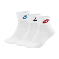 【滿千折百】NIKE 短襪 EVERYDAY PLUS 白 黑藍紅LOGO 中筒 三雙一組 襪子 DX5074-911